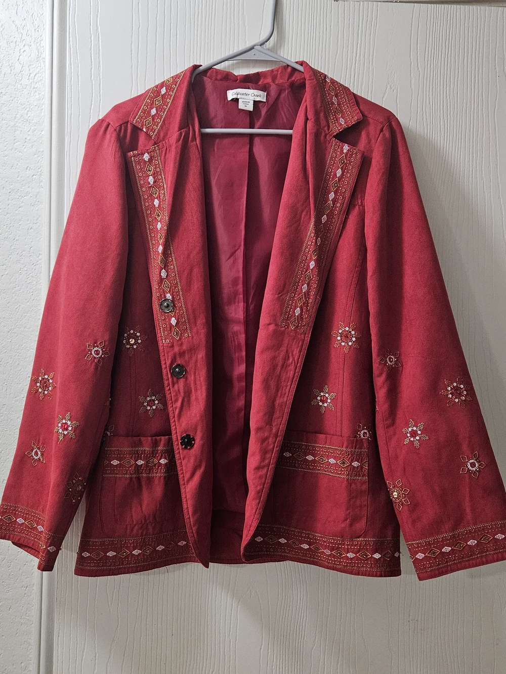 Coldwater Creek Red Embroidered Blazer